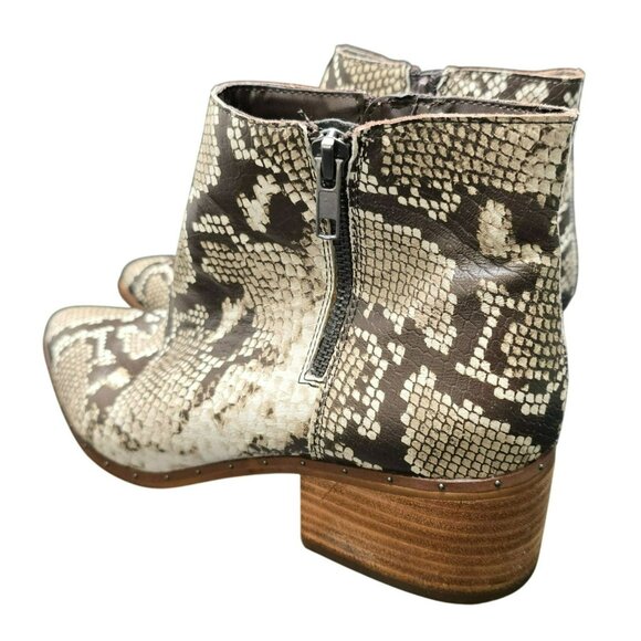 Bleeker & Bond Womens Leather Snake Print Ankle Boots Brown Cream Sz 10M JJ4015 - Picture 4 of 10
